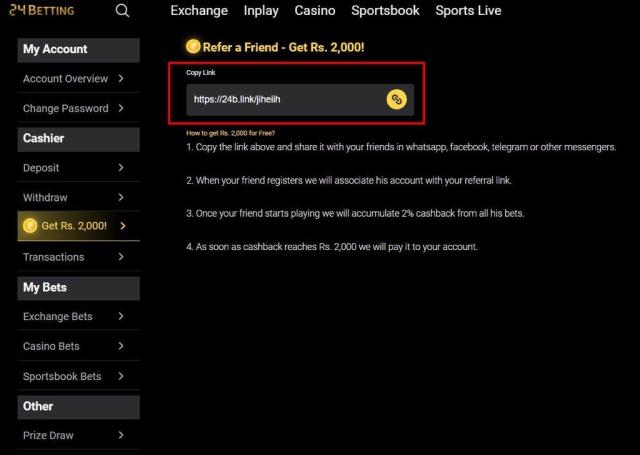 24betting Referral Bonus